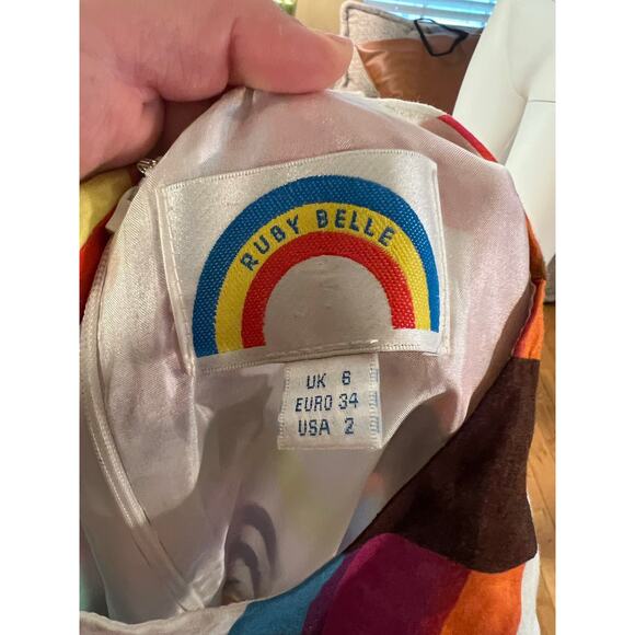 Ruby Belle Checkered Rainbow Plaid A-Line Sleeveless Dress Size US 2 - Picture 5 of 5